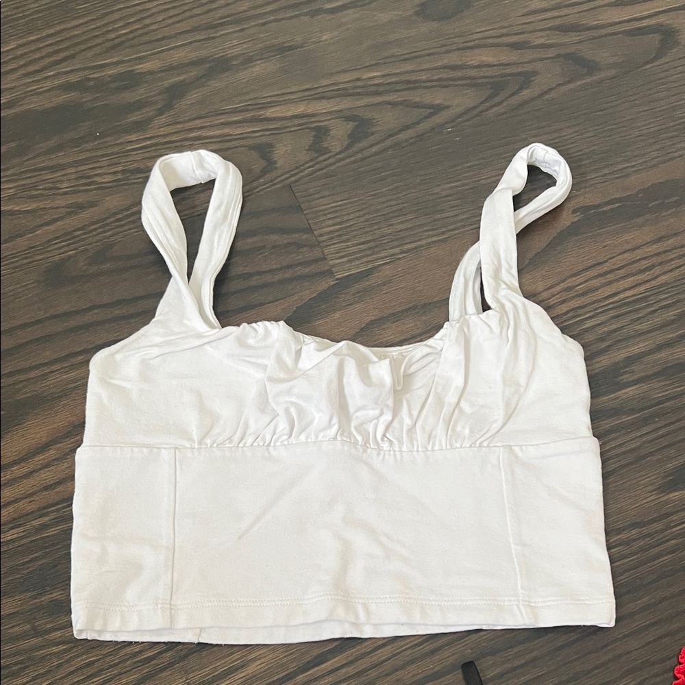 Aritzia White Cropped Tank Top